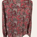 St. John  Collection Red Paisley Silk Blouse Size 10 Photo 7