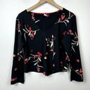 Natori Vintage Josie  Y2K Floral Cropped Top Size M Asian Floral Long Sleeve Photo 0