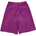Bermuda Vintage 90s High Waisted Purple Corduroy Pleated  Shorts - Women's  - 10 Photo 3