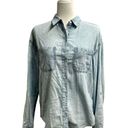 AG Adriano Goldschmied  Chambray Denim Button Up Down Blouse Top Blue Small Photo 2