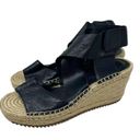 Eileen Fisher  Willow Espadrille Wedge Sandal Black Leather Size 6 Photo 5