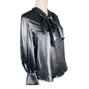 Who What Wear  Tie Neck Blouse M Gunmetal Silver Futuristic New Photo 7