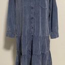 Pilcro Anthropologie Marta Corduroy Blue Tiered Maxi Dress 3/4 Sleeve Photo 0