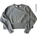 Nike  Sweatshirt Women Small Gray Pull Over Crew Neck Sweater Embossed Crop Top Photo 0