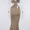 Boutique NEW Tan Knit Cutout Backless Bodycon Maxi Dress Photo 5