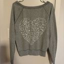 VS Pink Love Crewneck Sweater Sweatshirt Y2K Women’s Small Grey Leopard White Gray Photo 1