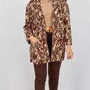 Mango  Women Notch Collar Long Sleeves Tropic Print Linen Blazer, Beige Brown XS Photo 2