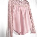 Arizona Jeans Pink Long Sleeve Lace Flowy Blouse Photo 2