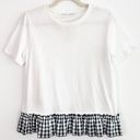 After Market New  Gingham Hem Tee Plaid Ruffle Trim Short Sleeve T-Shirt Photo 13