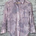 Pilcro  Anthropologie Pink Tie Dye Plaid Button Up Long Sleeve Women’s Shirt XXSP Photo 0