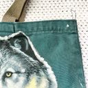 Yellowstone Vintage 90s Full Hunting Wolf In Leaves Green Canvas Souvenir Tote Photo 6