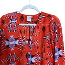 Daytrip  Buckle Blouse Size Medium Red Boho Southwestern Print Button Knot Front Photo 1