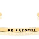 Mantra Band Gold skinny cuff bracelet Be Present NWOT Photo 0