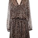 White House | Black Market  Brown Leopard Metallic V-neck Long Sleeve Dress- Size 6 Photo 0