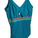 American Eagle Aerie Turquoise Blue Cut Out One Piece Swimsuit XS Pastel Rainbow Cute Photo 2