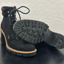 Jennifer Lopez  black heeled rugged ankle boot chunky lace up 11 3” heel Photo 1