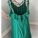 Blue Rain  green swiss dot sundress Large rainbow pom pom ruffle dress NWT Photo 1