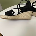 Eileen Fisher  Women’s Espadrille WedgeTumbled Nubuck Black Straps Sz 9 Jute Sole Photo 6