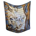 Gianfranco Ferre Vintage Dancing Figure Motif Silk Scarf 50”x 50” Blue Multi Photo 0