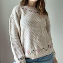 Northern Reflections  Cream Floral Embroidered Knit Sweater Size XL Photo 5