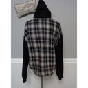 Dance & Marvel  women's L Flannel Cropped Hooded Button-down Star studded top Photo 6