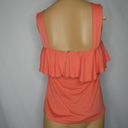 Mango  Ruffle Layered Strappy Tank Top Cami XXS coral orange Sleeveless Tangerine Photo 3