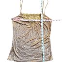 DKNY  Silky Lace Trimmed Camisole Size Small Gold with Sequins Photo 4