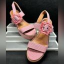 Lucky Brand Yidris Platform Espadrille Heels Sandals Pink Size 9M Straw Buckle Photo 4