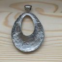 Silver Toned Hammered Metal Necklace Pendant Photo 1