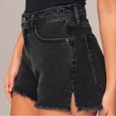 Abercrombie & Fitch  The Mom Short High Rise Curve Love Black 30 Shorts Raw Hems Photo 3