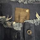 ZARA  Trafaluc Collection Dark Denim Raw Hem Distressed Button Jacket Sz Small Photo 1