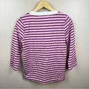 Draper James  V-Neck Puff Sleeve Shirt Size XS Dark Pink Mariner Stripe Preppy Photo 1