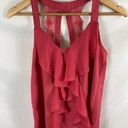 LC Lauren Conrad 4/$25  Pink Lace Back Ruffle Tank Top XS Photo 0