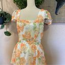 Lulus NWOT  Beyond Beauty White and Orange Floral Burnout Tiered Midi Dress Photo 2