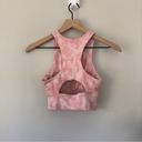 Anthropologie  Allfenix Sports Bra Pink White Cloud Print Cutout Racerback Padded Photo 1