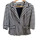 Monteau  Black/White Striped Knit Blazer. Size Medium. Photo 2