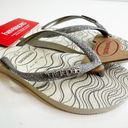 Havaianas NEW  Slim Bridal Glitter Flip Flops in White Bright Silver Women's 6 Photo 3