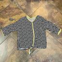 Westbound  Women Black White Checkered Yellow Outline Tie Bottom Stretch Top Photo 4