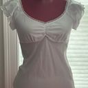 The Moon Heart Stars Y2K vintage white ruffled sleeve top with ruched bust M… Photo 0