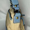 Coach Blue & Tan Legacy Double Pockets Turn Lock Satchel Canvas & Leather #13102 Photo 3