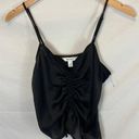 Nine West  Ruched Center Satin Tank black Size Small Photo 2