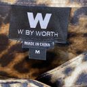 W By Worth Worth Silk Black & Brown Leopard Animal Print Long Sleeve Button Up Blouse Top M Photo 3