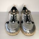 Marc Fisher  Janette 4 Espadrille Silver Metallic Leather Lace Up Sneakers 8.5 M Photo 1