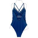 Bleu Rod Beattie  Mesh-Trimmed Cross-Back One-Piece Swimsuit Marine Blue Size 10 Photo 2