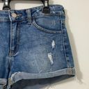 Mango Denim & Tees Blue Denim Cut Off Cuffed Shorts with Frayed Hem Size 6 Photo 3
