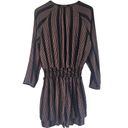 Rails  Jasmine Mini Dress Midas Stripe Metallic Smocked Button Front Black Gold L Photo 9