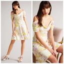 Ted Baker  Camily Cowl Front Satin Mini Dress Floral Cold Shoulder Size US 14 Photo 1