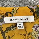 Rose + Olive 3/4 Sleeve Pleated Blouse Golden Yellow Peacock Floral Women's 1X Photo 7