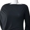 Natori  Womens Size L Tunic Asymmetrical Sleeve Ruched Boat Neck Top Black Photo 1