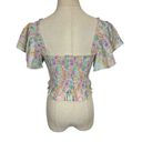 Love Shack Fancy  Wallace Floral Chiffon Smocked Crop Top Intermix Photo 6